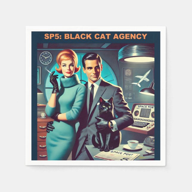 Martini Space Travel Poster SP5: Black Cat Agency Napkin (Front)