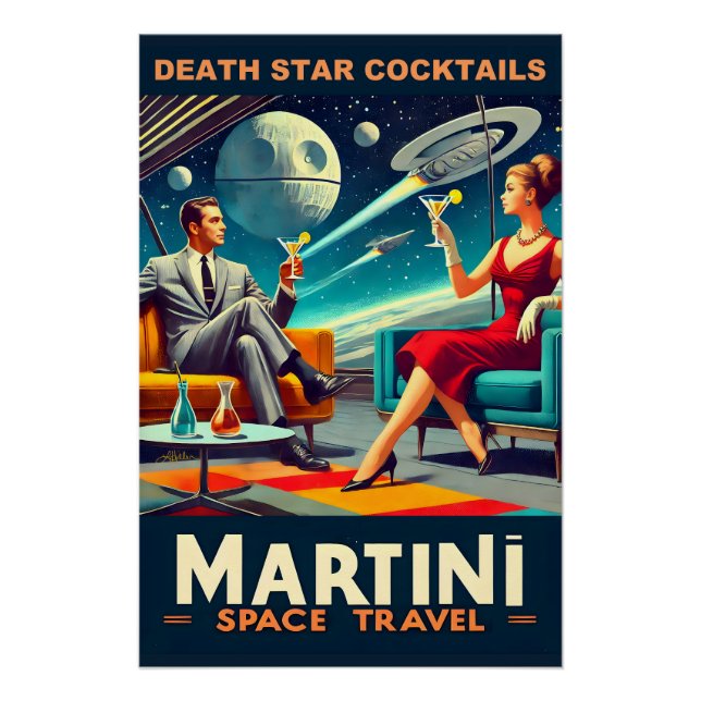 Martini Space Travel Posters Death Star Cocktails (Front)