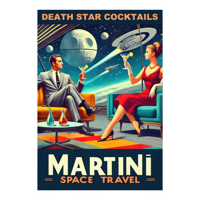 Martini Space Travel Posters Death Star Cocktails (Front)