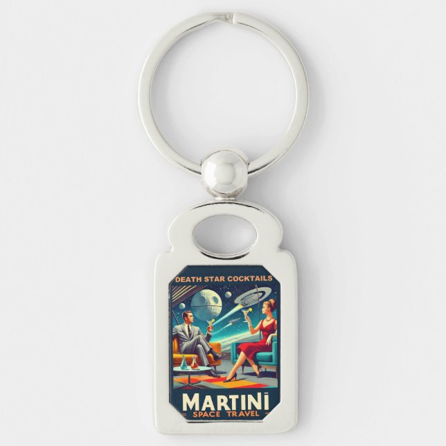 Martini Space Travel Posters Death Star Cocktails Key Ring (Front)