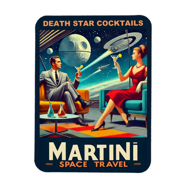 Martini Space Travel Posters Death Star Cocktails Magnet (Vertical)