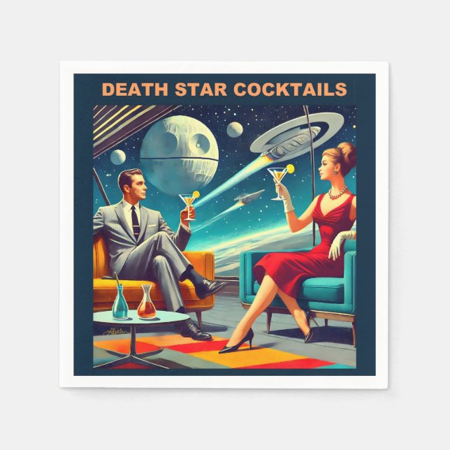 Martini Space Travel Posters Death Star Cocktails Napkin (Front)
