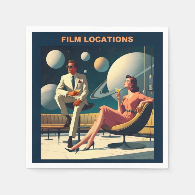 Martini Space Travel Posters Film Locations Napkin (Front)
