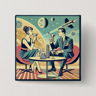 Martini Space Travel Posters Flight Crew 15 Cm Square Badge