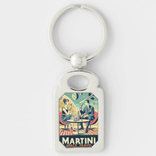 Martini Space Travel Posters Flight Crew Key Ring