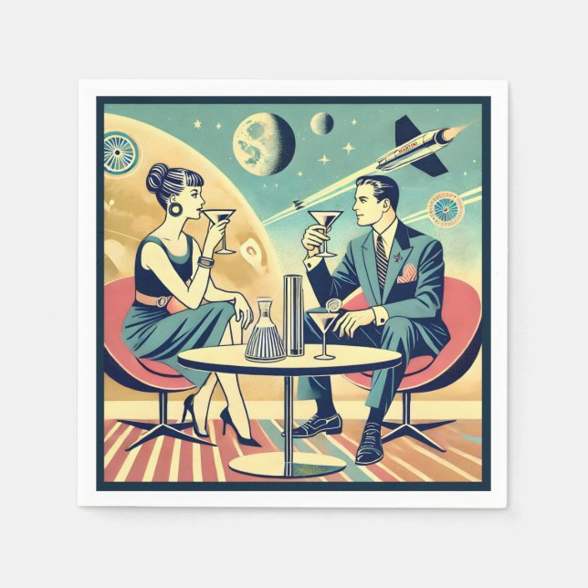 Martini Space Travel Posters Flight Crew Napkin (Front)