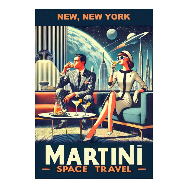 Martini Space Travel Posters New, New York (Front)