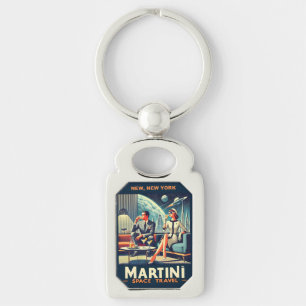 Martini Space Travel Posters New, New York Key Ring