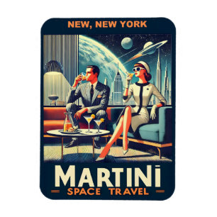 Martini Space Travel Posters New, New York Magnet