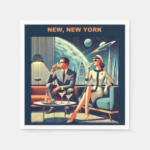 Martini Space Travel Posters New, New York Napkin