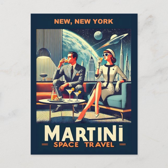 Martini Space Travel Posters New, New York Postcard (Front)