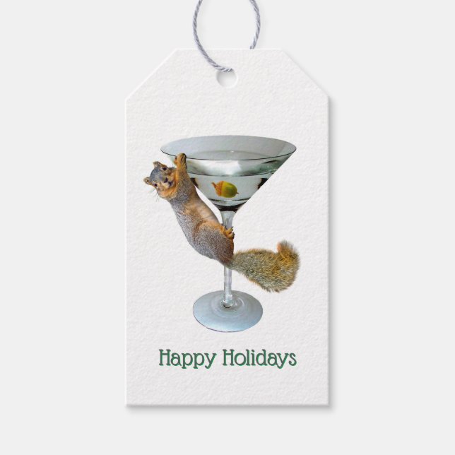 Martini Squirrel Gift Tags (Front)