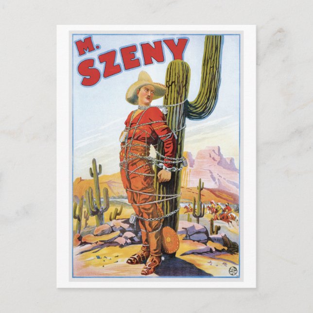 Martini Szeny ~ Vintage Cowboy Wonder Magic Act Postcard (Front)