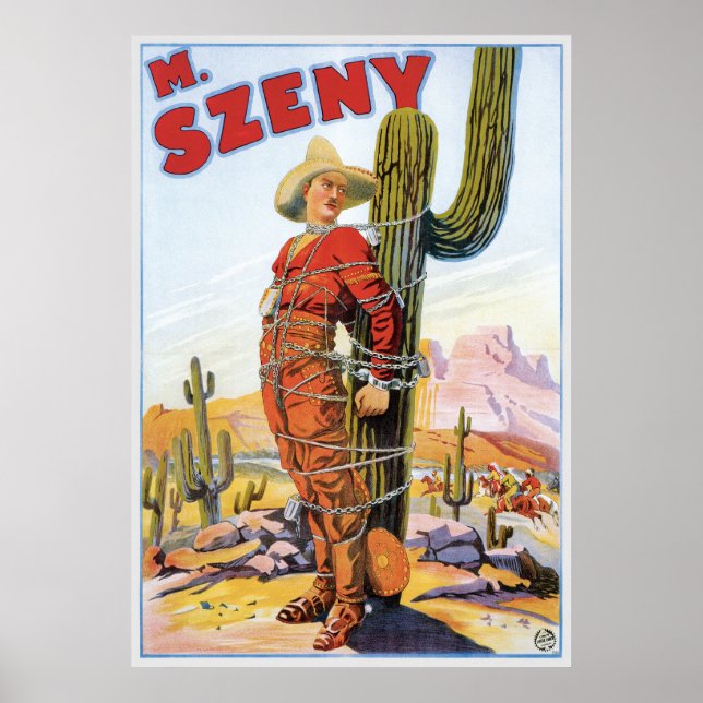 Martini Szeny ~ Vintage Cowboy Wonder Magic Act Poster (Front)