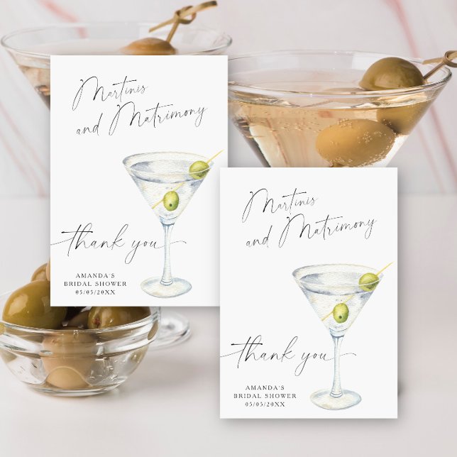 Martini Thank you Bridal shower  Card (Creator Uploaded)