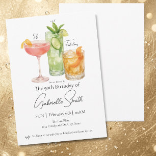 Martini themed 50th Womens Birthday Fabulous Invitation