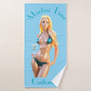 Martini time Bikini Babe Thunder_Cove  Bath Towel