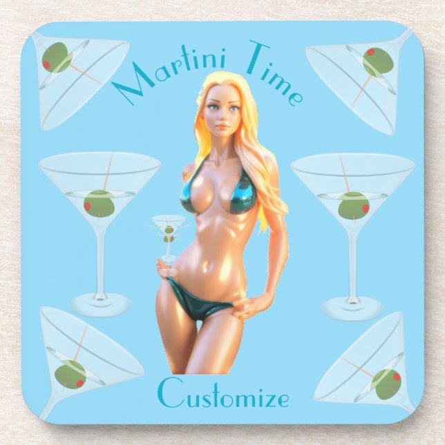 Martini time Bikini Babe Thunder_Cove  Coaster (Front)