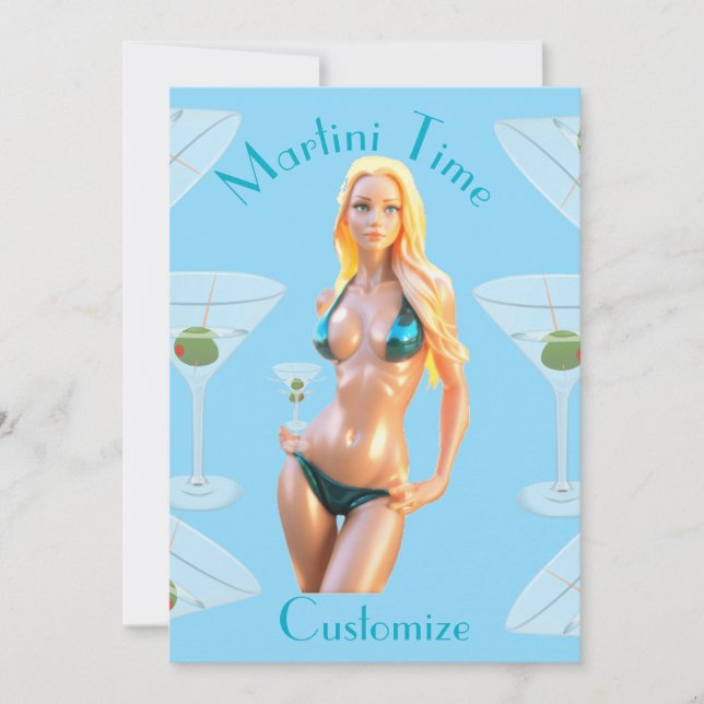 Martini time Bikini Babe Thunder_Cove  Invitation (Front)