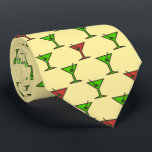 Martini Time Christmas Cocktail Two-Sided Tie<br><div class="desc">Light yellow with red and kelly green colorway. This vintage tie is inspired by advertising art of the fifties. This funny pattern has martini glasses with olives reminiscent of the wild days on Madison Avenue. Fun tie for that conservative male with a sense of humour & a passion for life....</div>