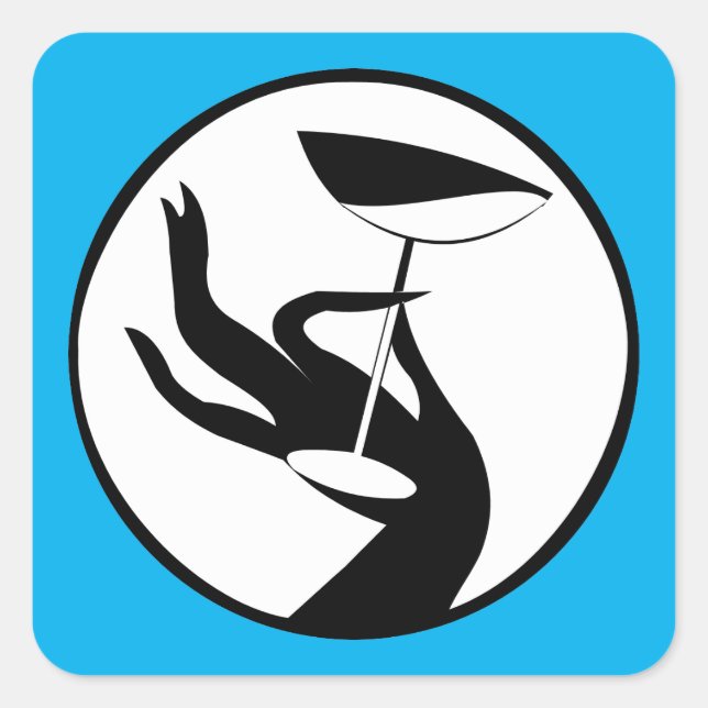 Martini Time High Fashion Art Deco Square Sticker (Front)