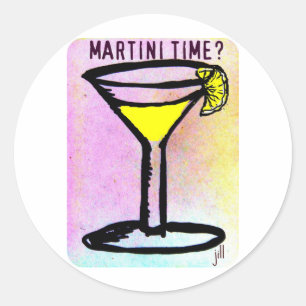 MARTINI TIME LEMON DROP PASTEL PRINT by Jill Classic Round Sticker