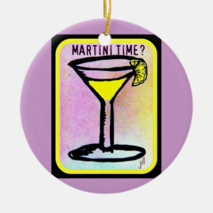 MARTINI TIME LEMON DROP PRINT CERAMIC TREE DECORATION