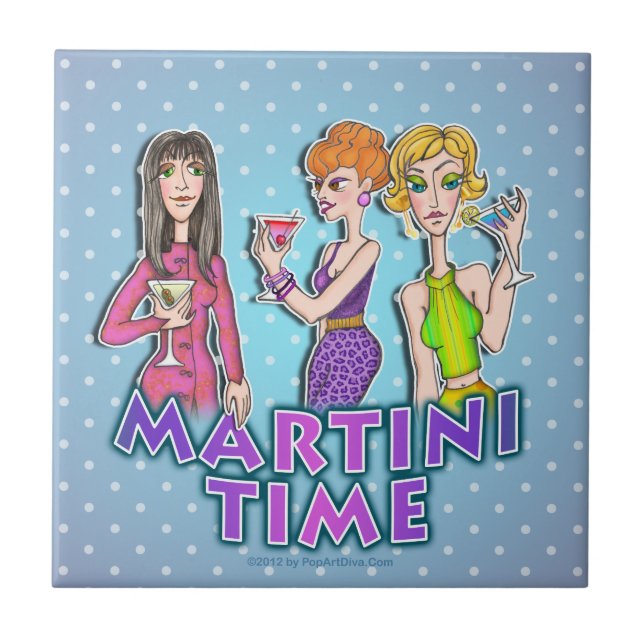 MARTINI TIME Three Martini Divas Coaster Tile (Front)