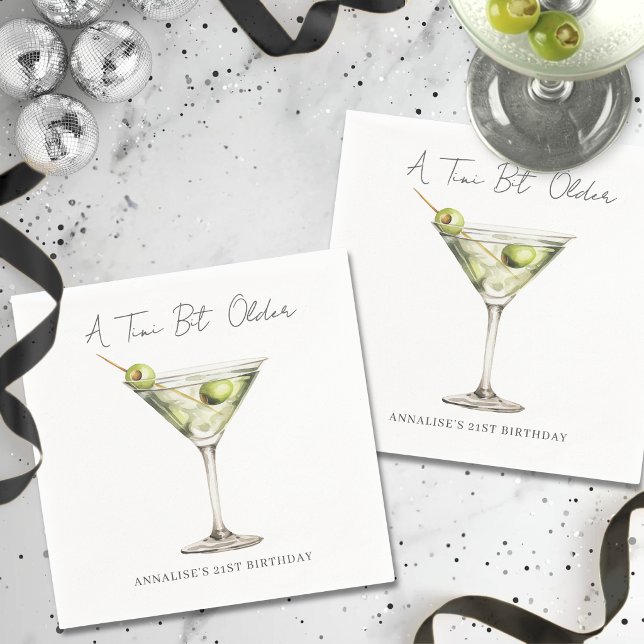 Martini Tini Bit Older Birthday Party Napkin (Tini Bit Older Birthday Party Napkins)