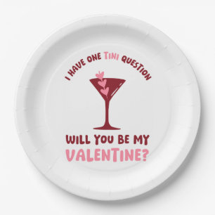 Martini Valentine Chic & Trendy Galentines Day Paper Plate