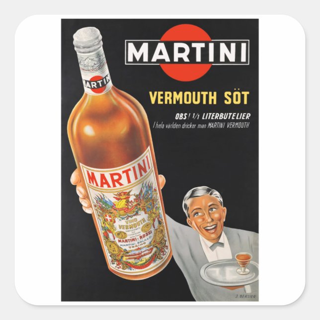Martini - Vintage Vino Vermouth Square Sticker (Front)
