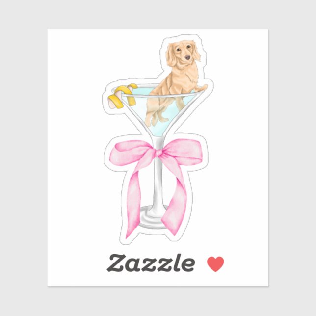 Martini Weenie Coquette Dachshund Watercolor (Sheet)