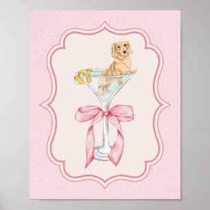 Martini Weenie Coquette Dachshund Watercolor Poster