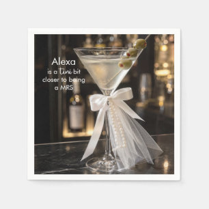 Martini with a Veil, Pearls and Bride's Name  Napkin