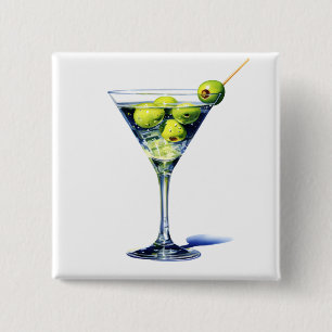 Martini With Olives 15 Cm Square Badge