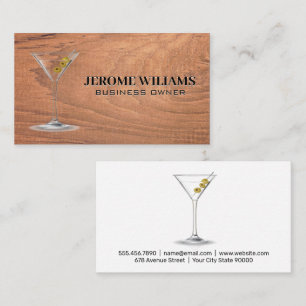 Martini Wood Background Business Card