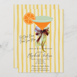 Martini Yellow Stripes Bow Bridal Shower Invitation
