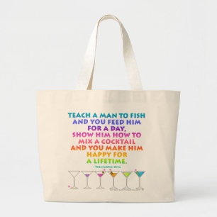 MARTINI ZEN - Happr for a Lifetime Grocery ToteBag Large Tote Bag