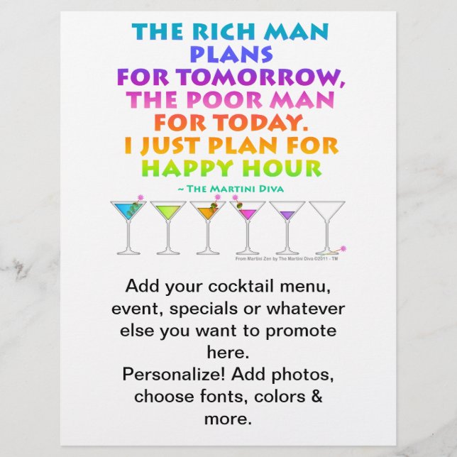 MARTINI ZEN - Plan for Happy Hour Flyer (Front)