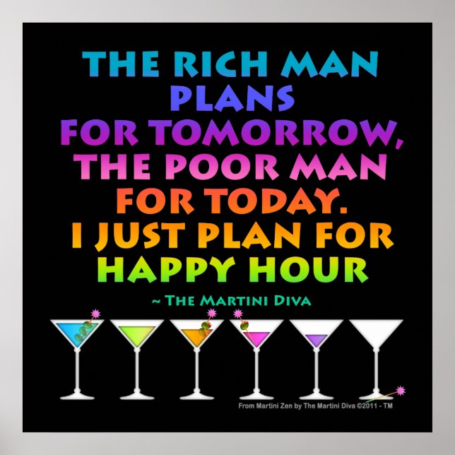 MARTINI ZEN - Plan for Happy Hour Posters, Print (Front)