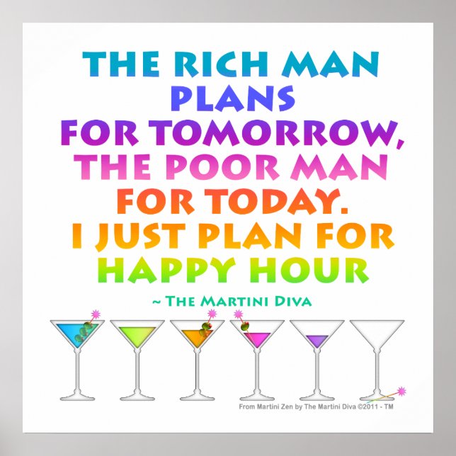 MARTINI ZEN - Plan for Happy Hour Posters,  Print (Front)