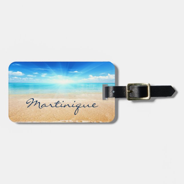 Martinique beach sunrise luggage tag (Front Horizontal)