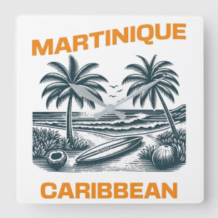 Martinique Caribbean Surf Vintage CLOCK