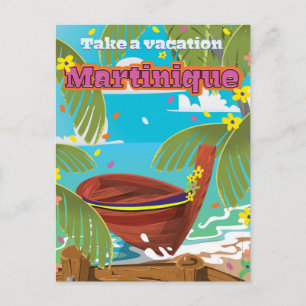 Martinique Cartoon travel poster Postcard
