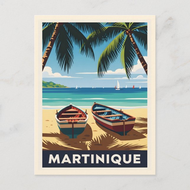 Martinique Tropical Paradise, Vintage Beach Travel Postcard (Front)