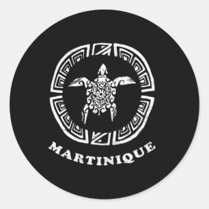 Martinique Vintage Retro Tril Turtle Vacation Gift Classic Round Sticker