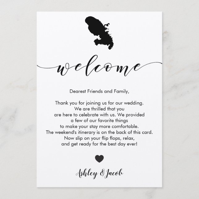 Martinique Wedding Welcome Letter & Itinerary Programme (Front)