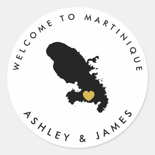 Martinique Wedding Welcome Sticker for Box, Bag (Front)