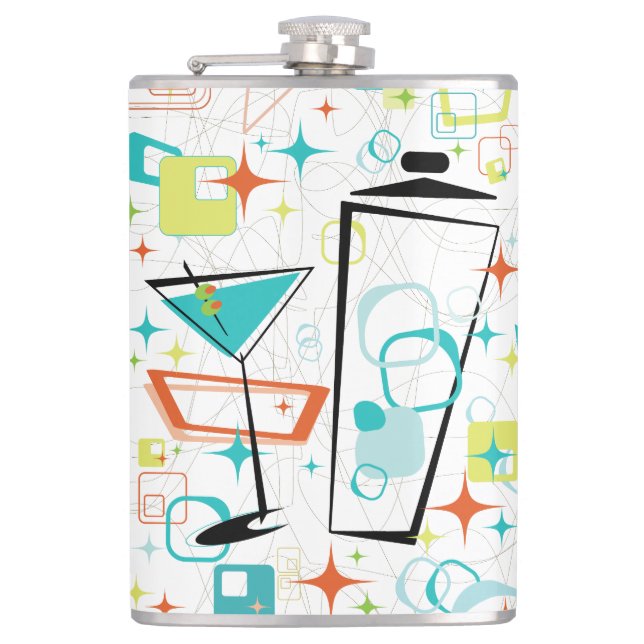 Martinis A Go-Go 8 oz. Vinyl Wrapped Flask (Front)