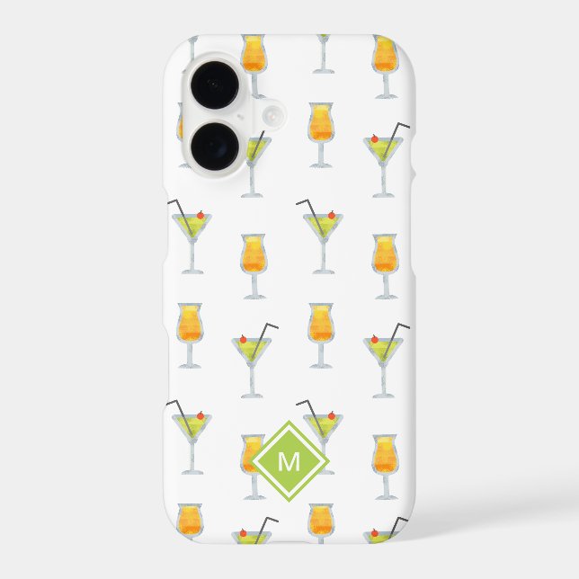 Martinis and Cocktails Drink Pattern with Monogram (Back)